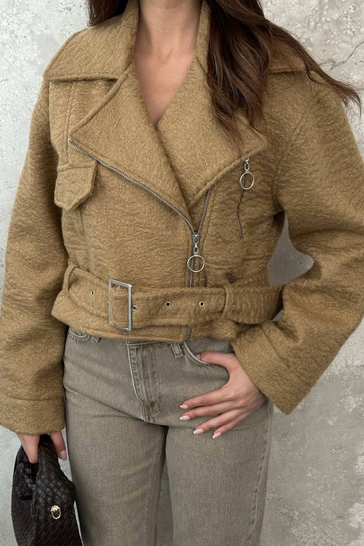 Camel Eyelet Cashmere Coat