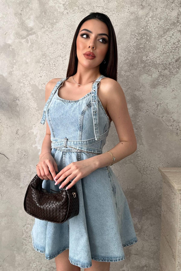 Snow Wash Cut Denim Dress