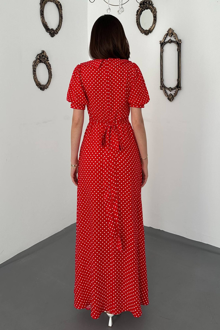 Red Polka Dot Flared Dress