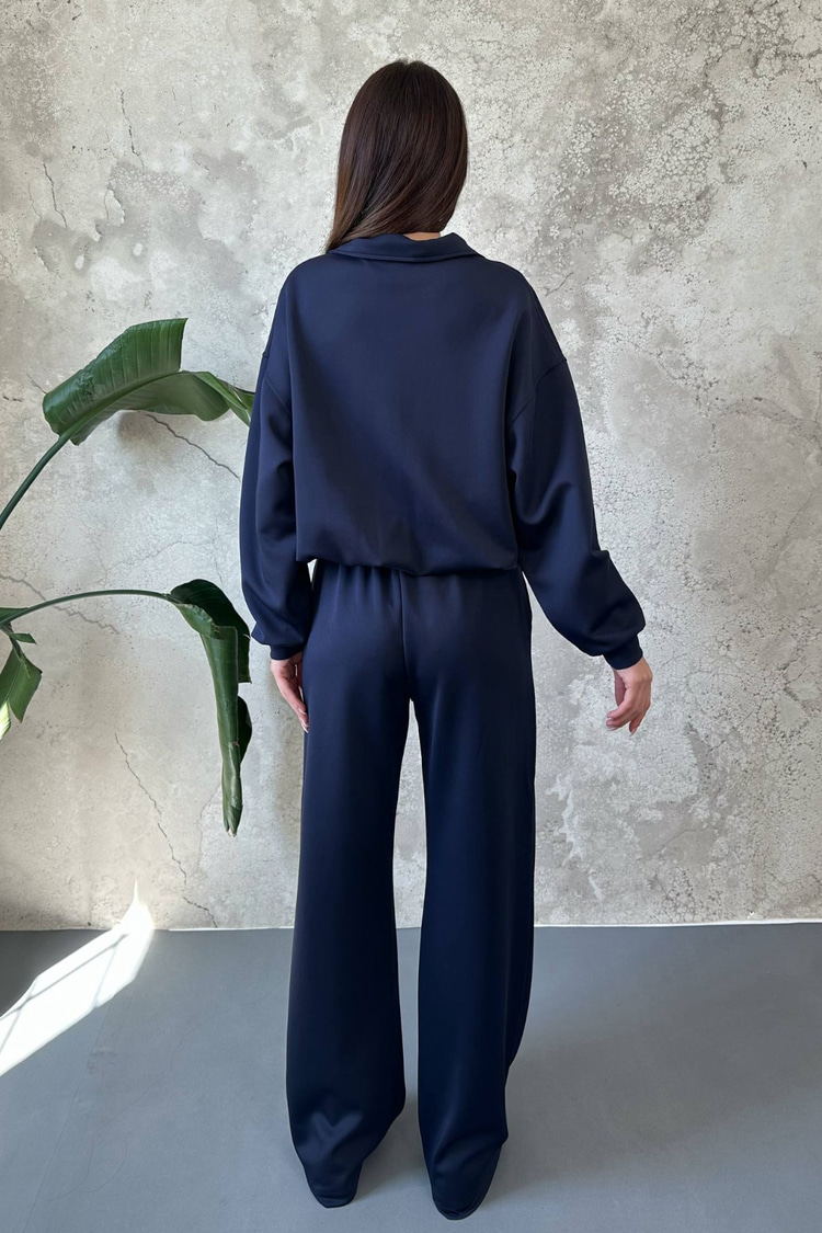 Navy Blue Zip-Front Scuba Suit
