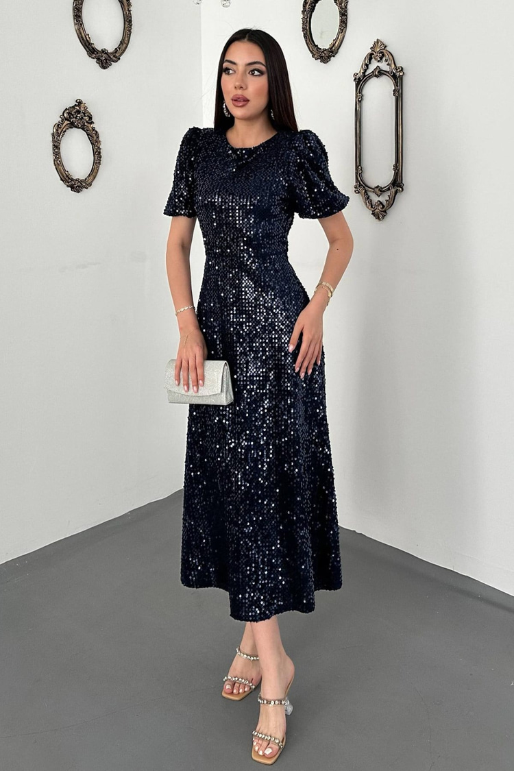 Navy Sequin Dress
