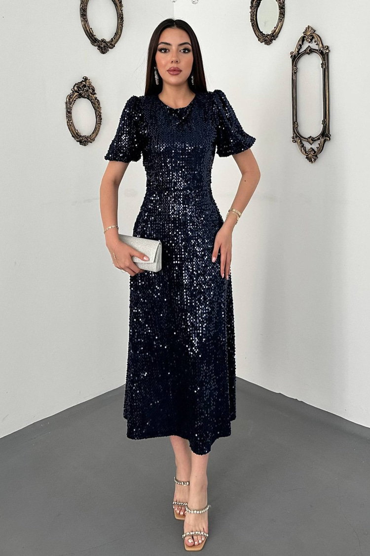 Navy Sequin Dress