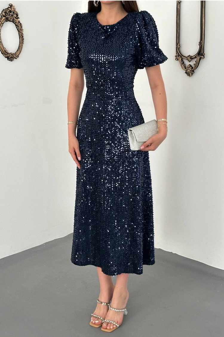 Navy Sequin Dress