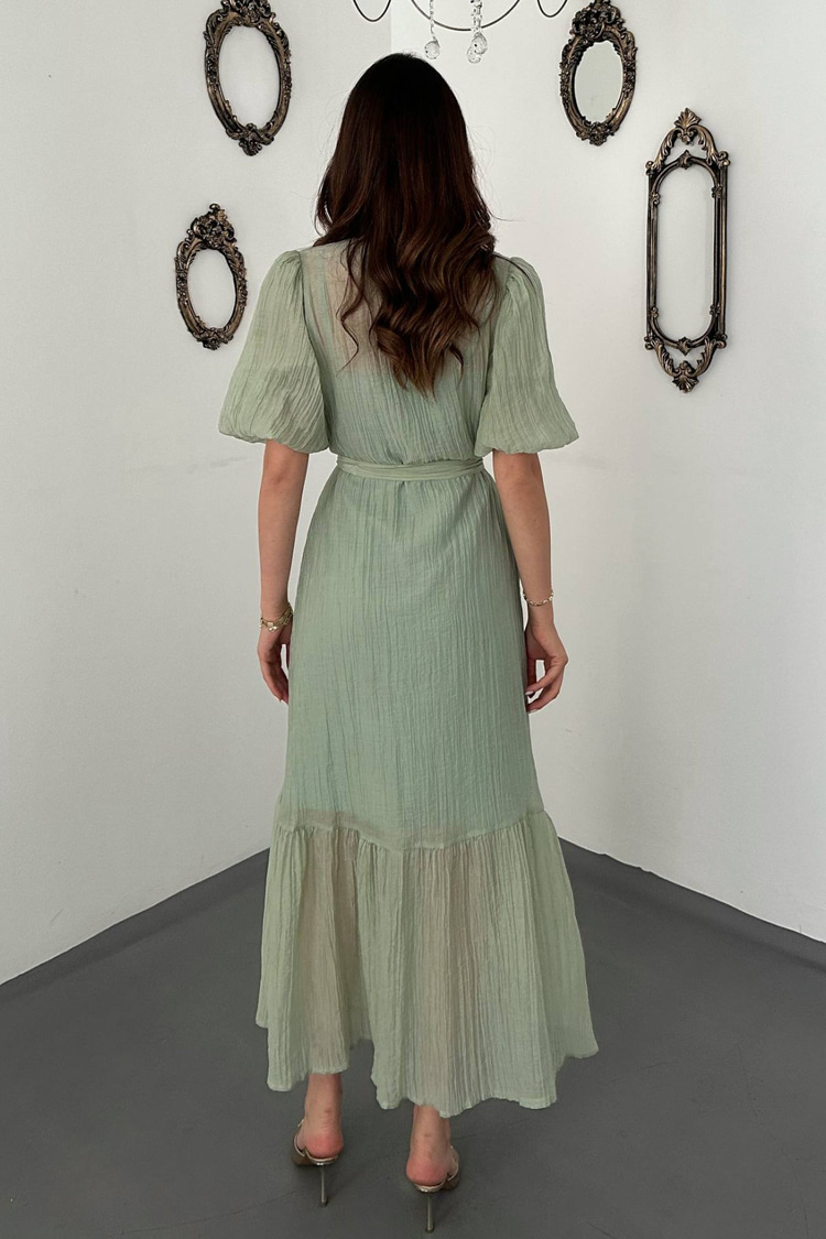 Mint Transparent Dress With Inner Lining