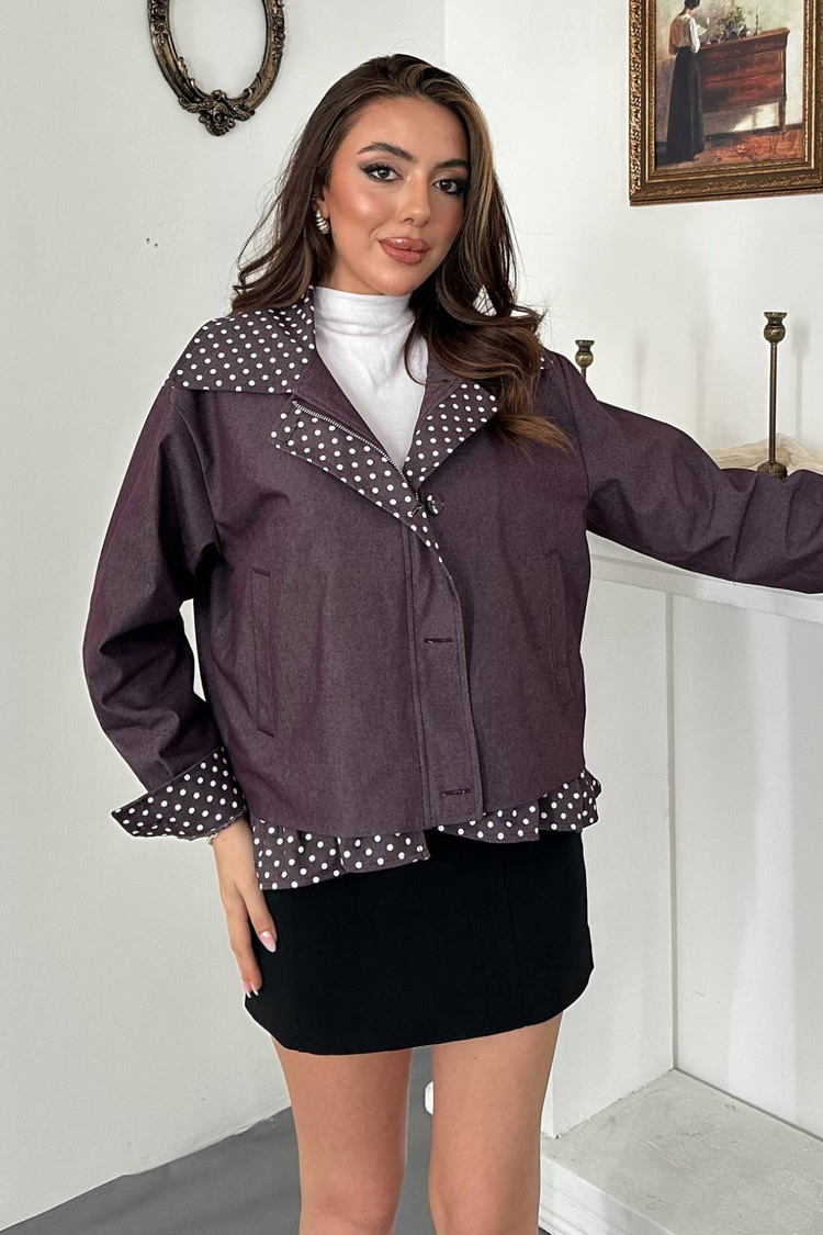 Plum Polka Dot Ruffled Jacket
