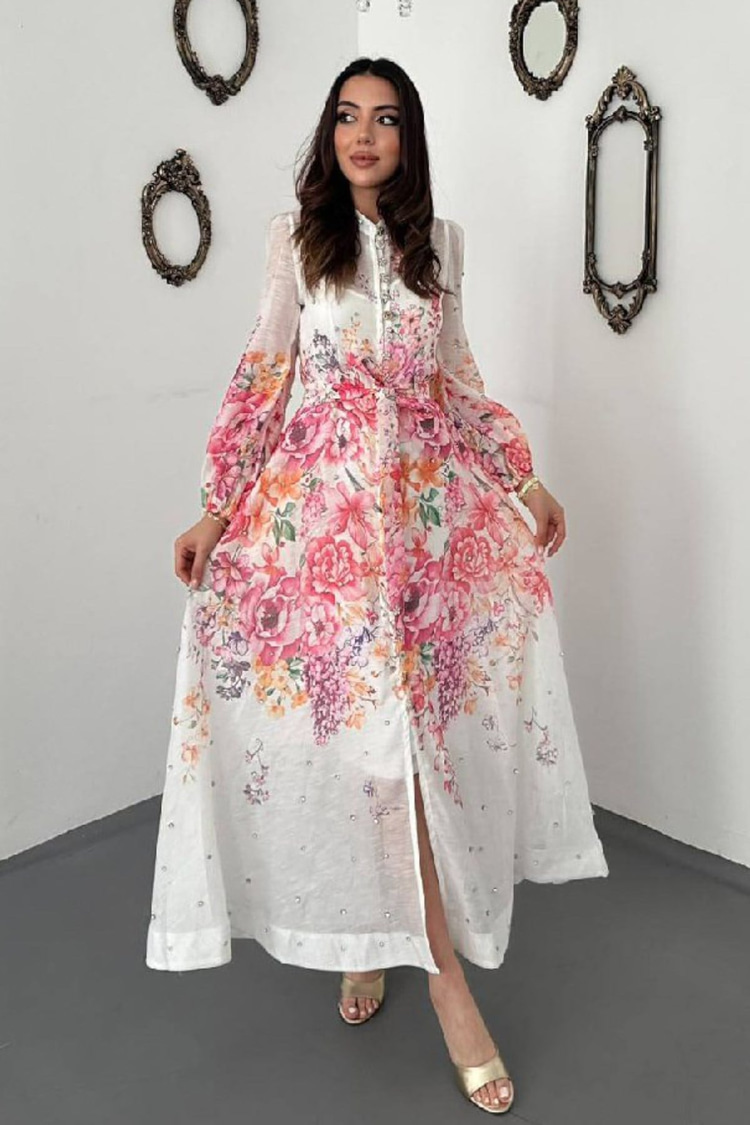 Pink Embellished Floral Dress