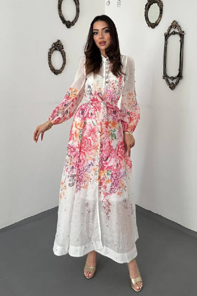Pink Embellished Floral Dress