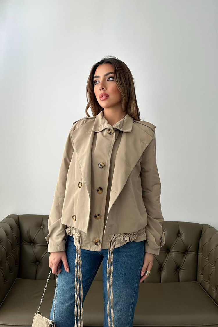 Light Khaki Double Layer Short Jacket