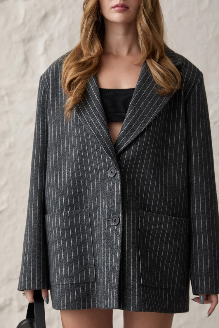 Anthracite Striped Oversize Jacket