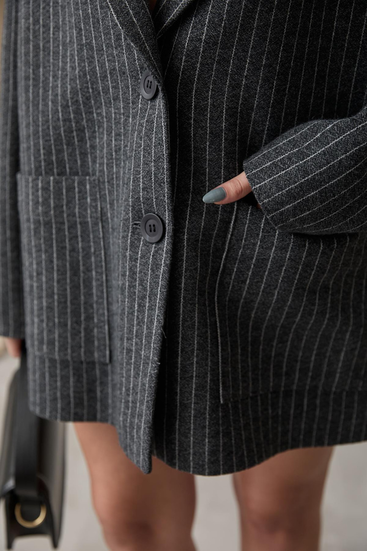 Anthracite Striped Oversize Jacket
