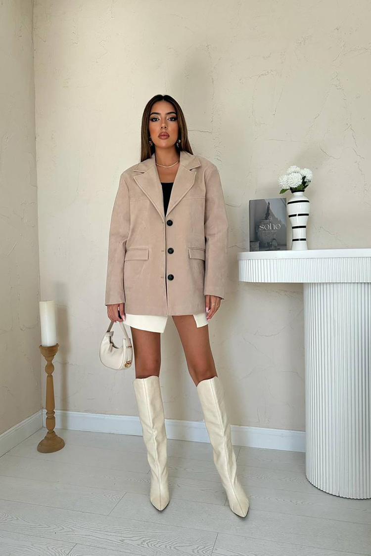 Bej Blazer Süet Ceket