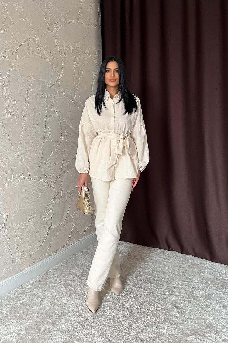 Wholesale Beige Honeycomb Jacquard Fabric Shirt
