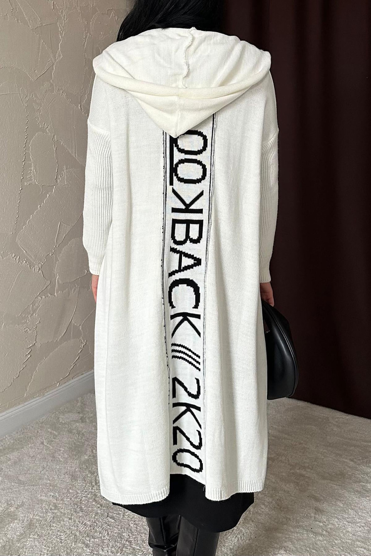 White Cardigan With Writing On The Back