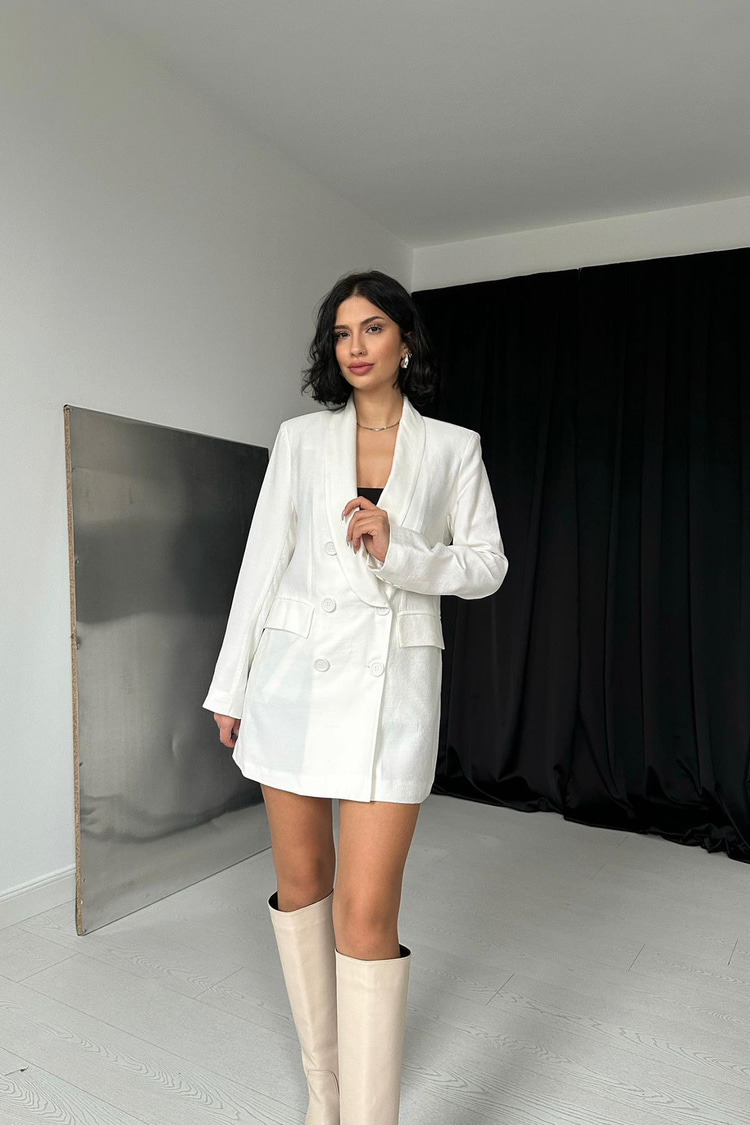 White Blazer Button-Down Jacket