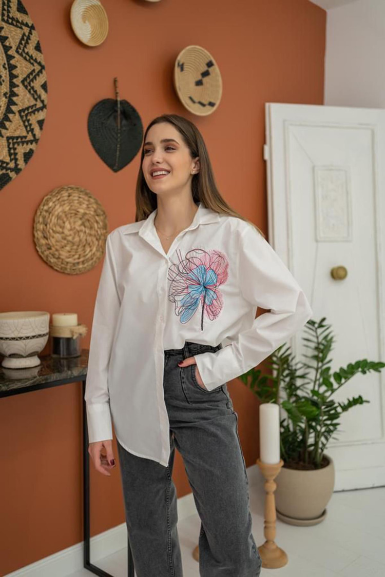 White Embroidered Shirt