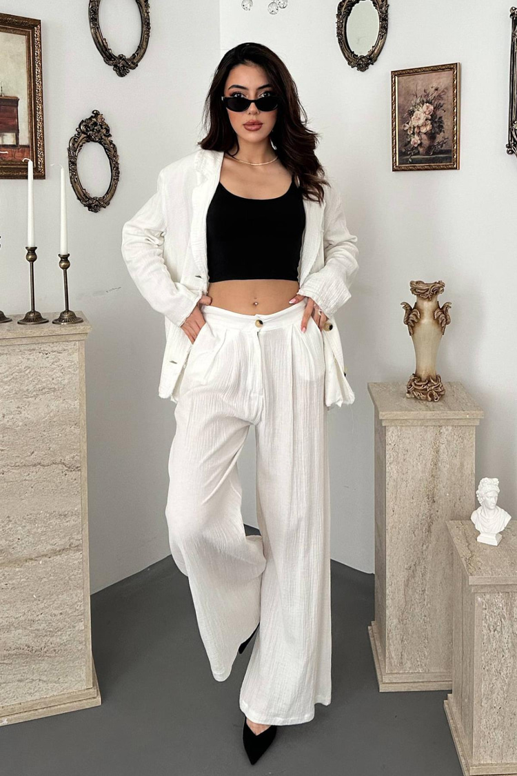 White Oversize Muslin Set