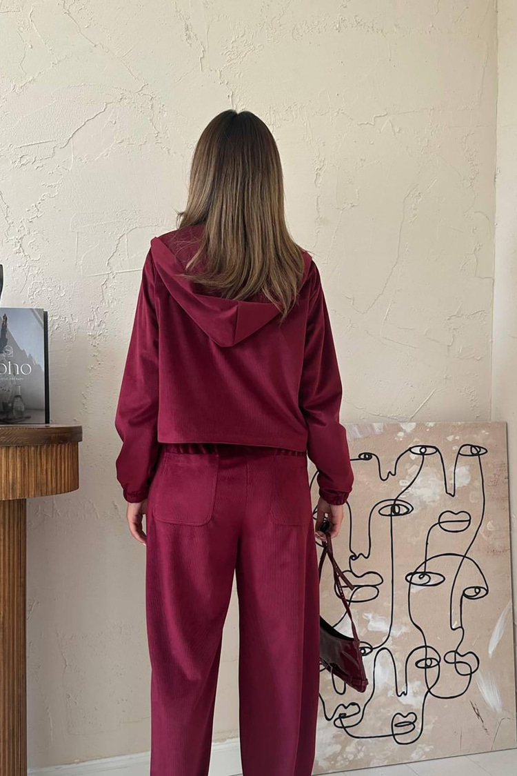 Burgundy Fine Velvet Set