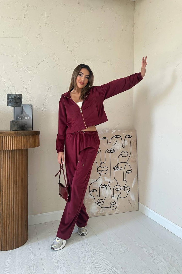Burgundy Fine Velvet Set