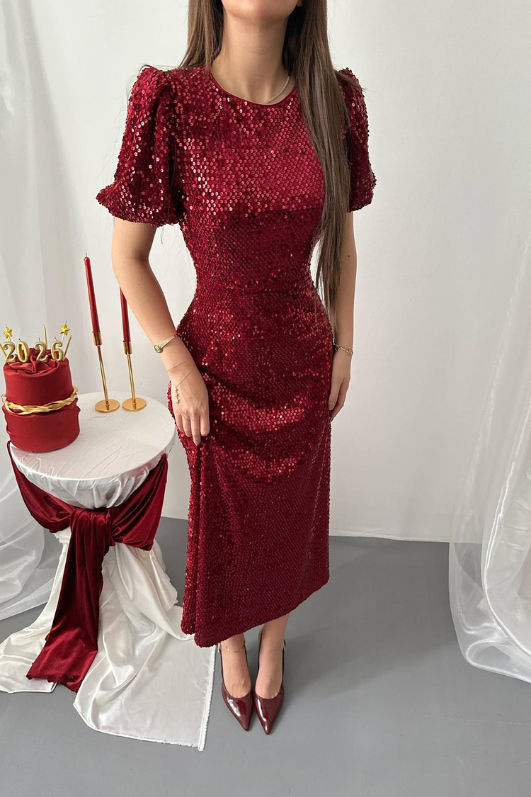 Bordo Pulpayet Elbise