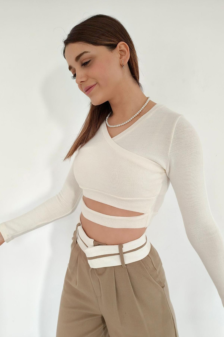 Camel Bel Detaylı Pantolon