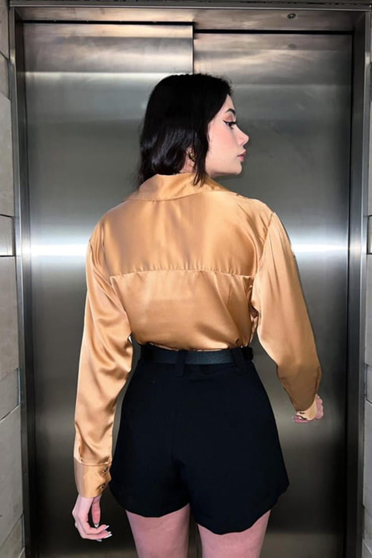 Camel Satin Shirt