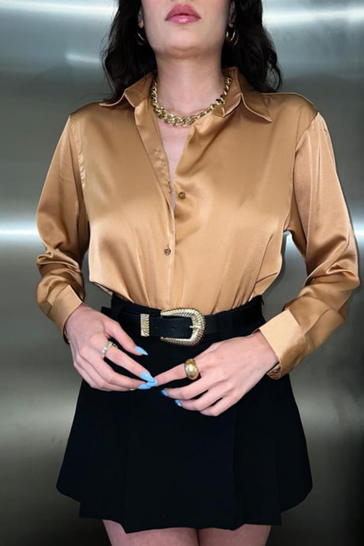 Camel Satin Shirt