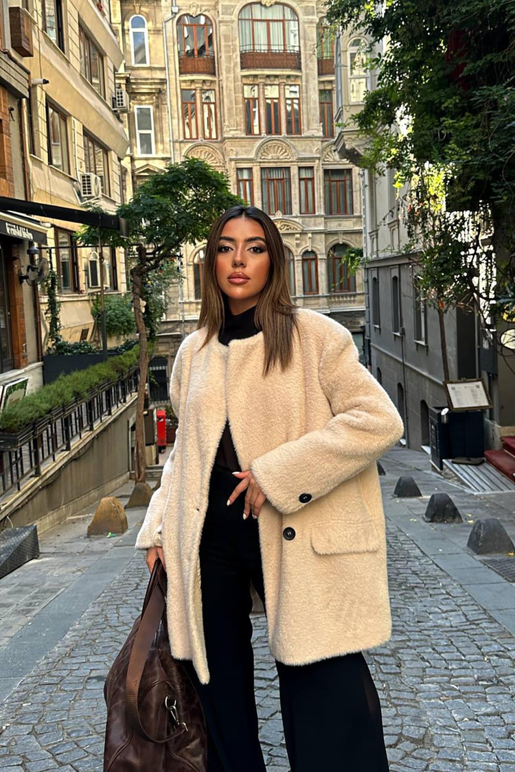 Camel Fluffy Fur Coat