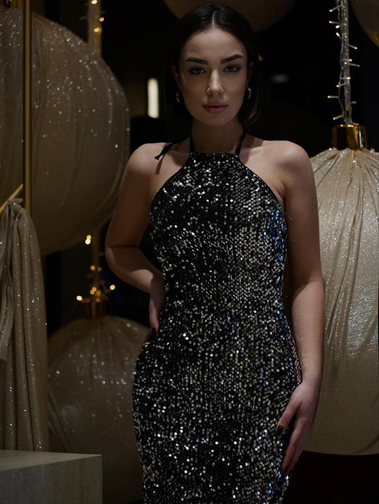 Silver Halter Dress