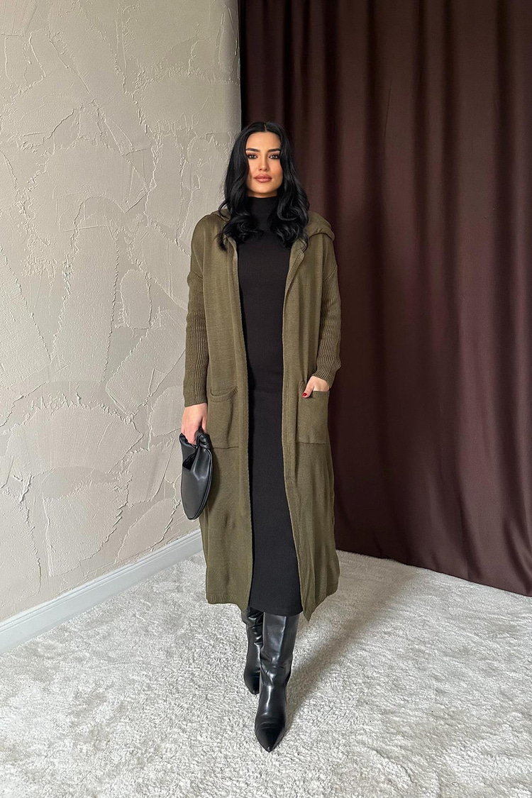 Khaki Cardigan With Writing On The Back