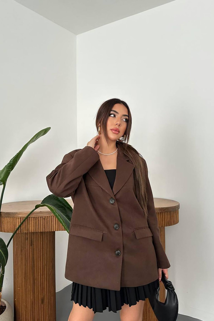 Brown Blazer Suede Jacket