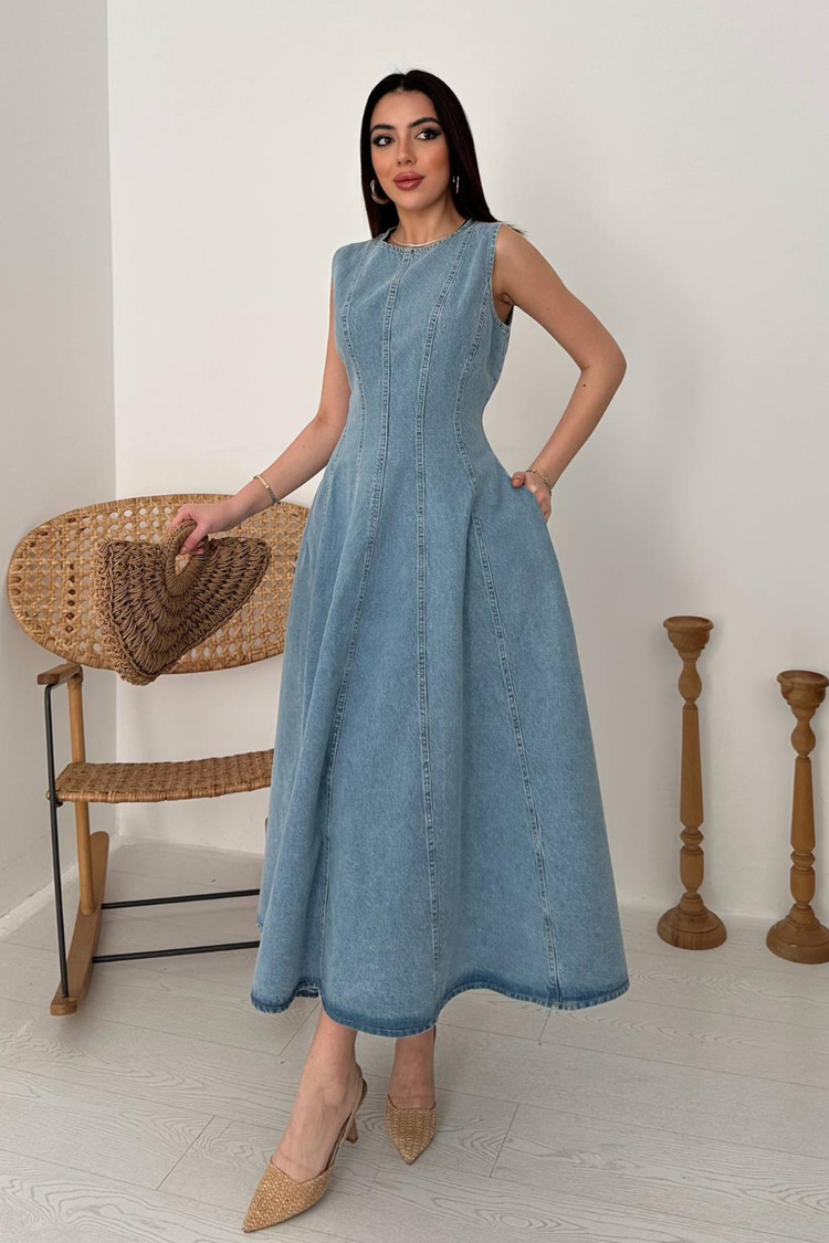 Snow Wash Denim Godeli Dress