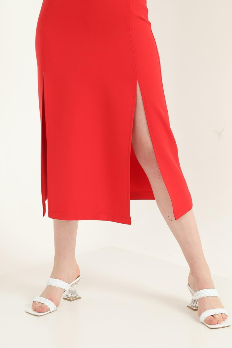 Simple Red Dress With Slit