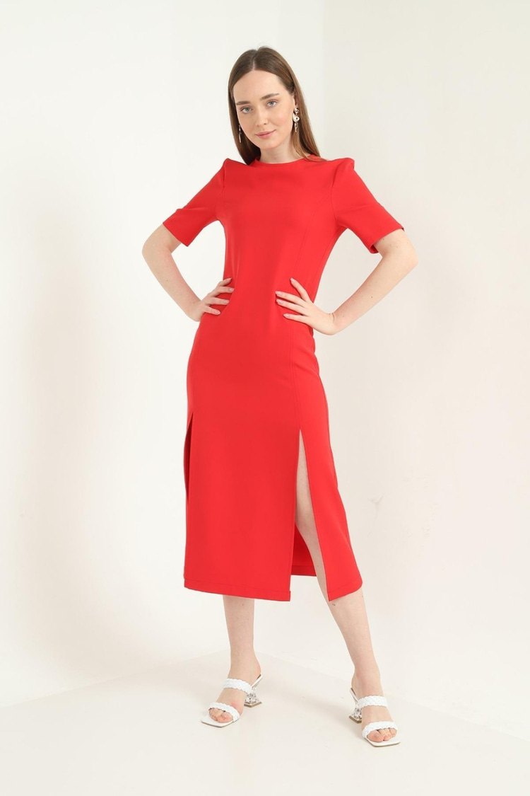 Simple Red Dress With Slit