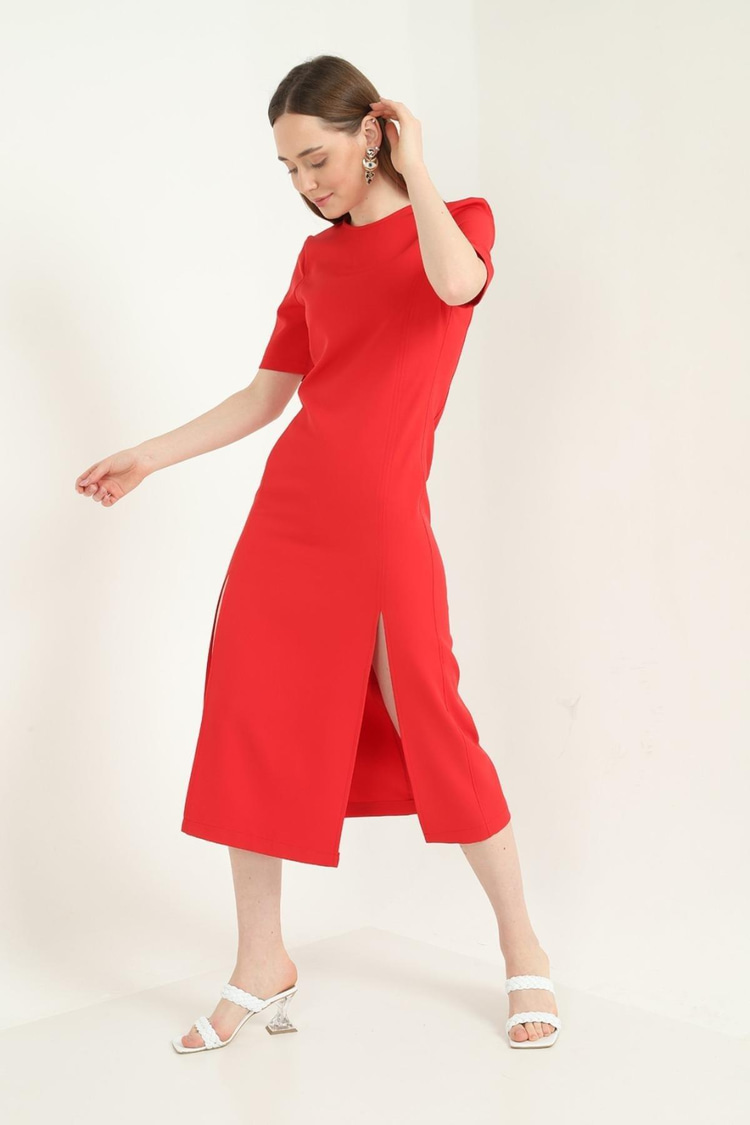 Simple Red Dress With Slit