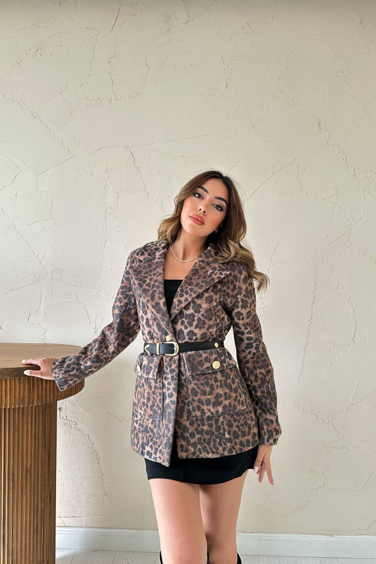 Leopard Gold Belted Leopard Jacket