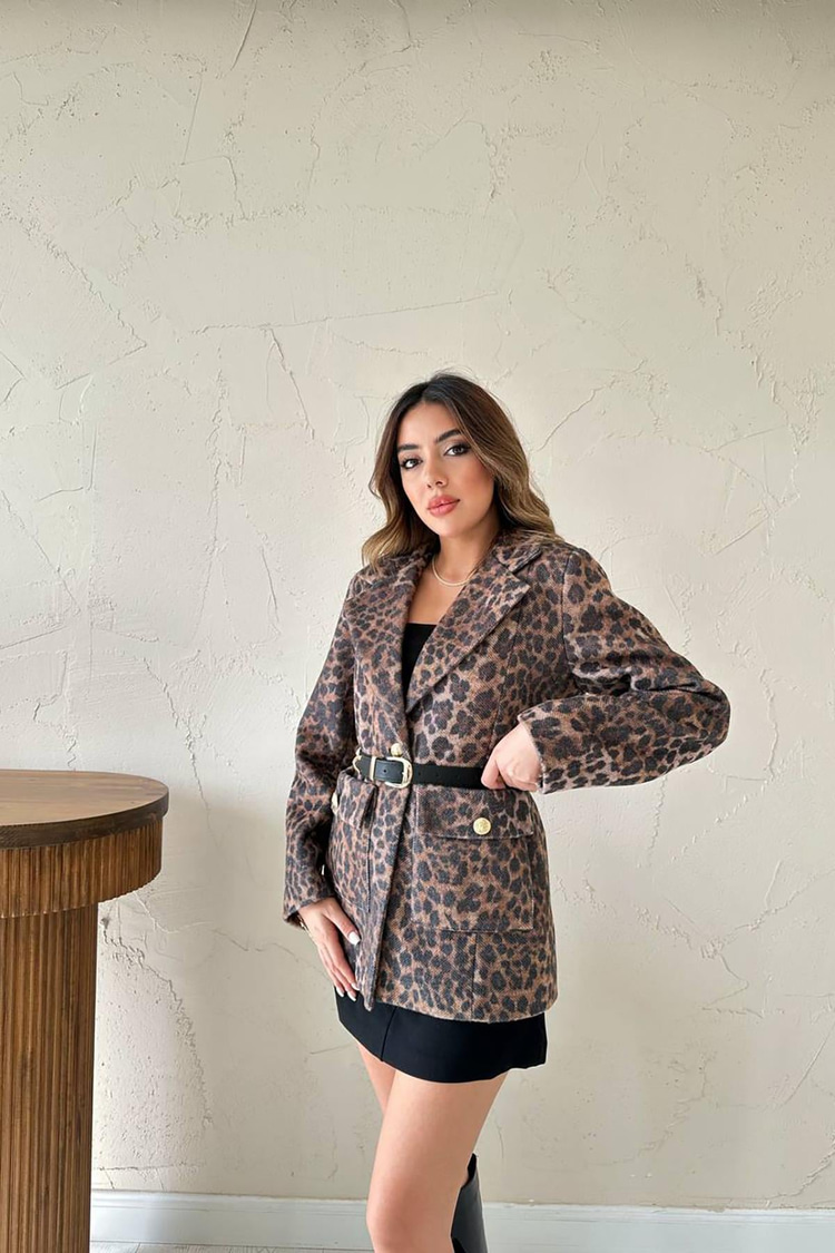 Leopard Gold Belted Leopard Jacket