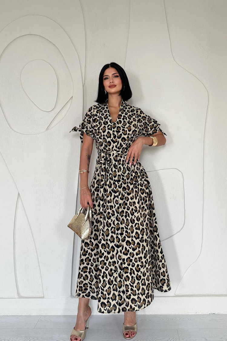 Leopard Print Belted Dress