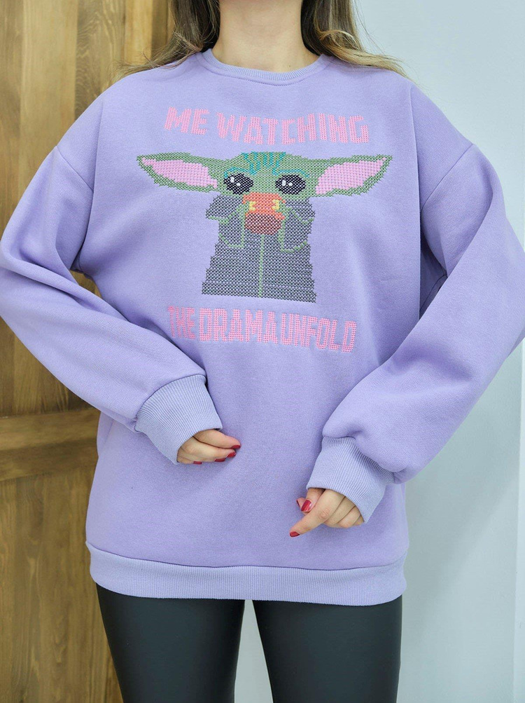 Lilac Printed Sweatshirt