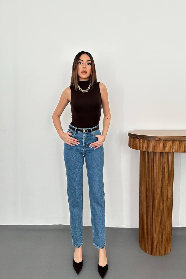 Blue Straight Leg Jeans