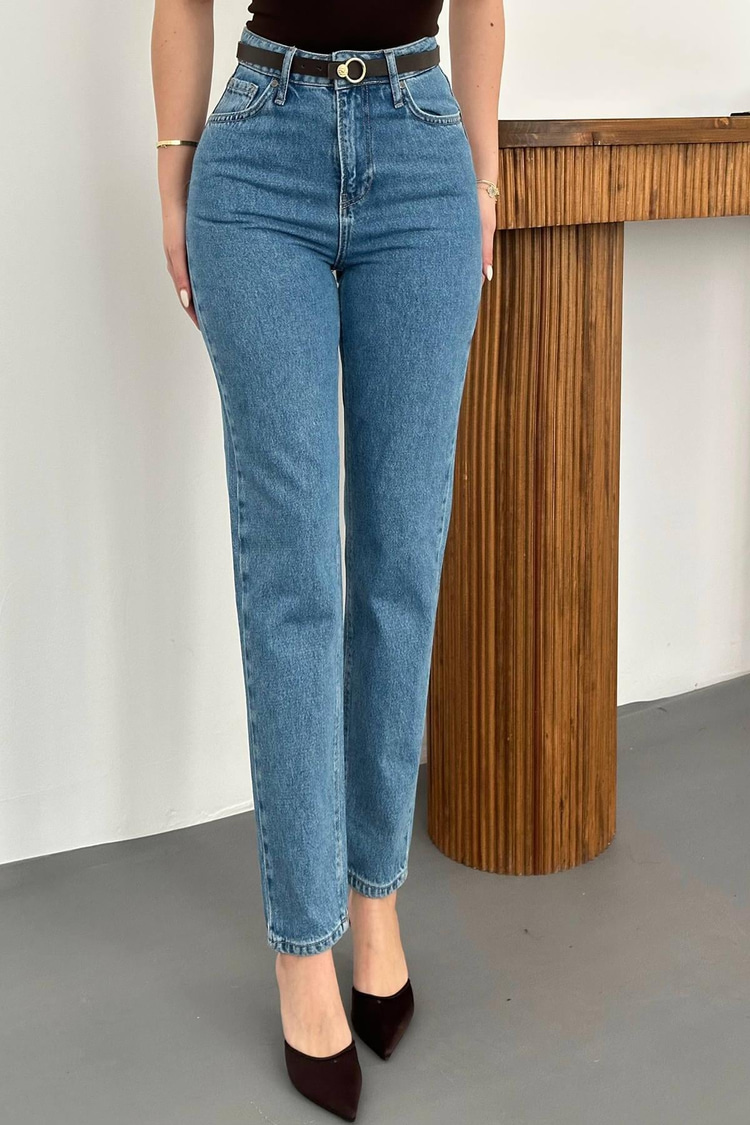Blue Straight Leg Jeans
