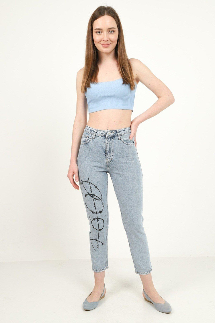 Mavi Desenli Jeans Pantolon