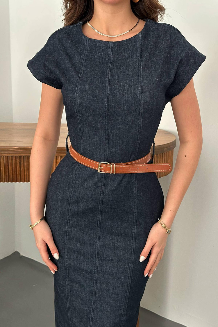 Blue Thin Denim Long Dress