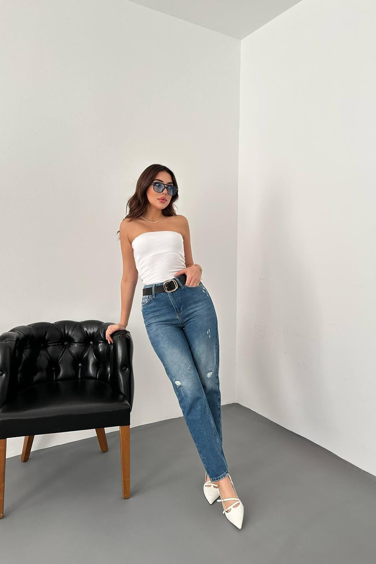 Blue Laser Cut Jeans