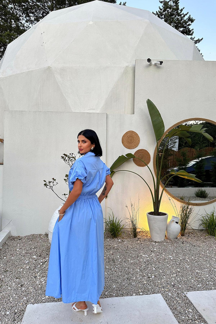 Blue Embroidered Dress