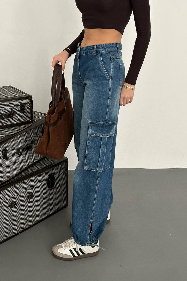 Blue Jeans With Side Pockets