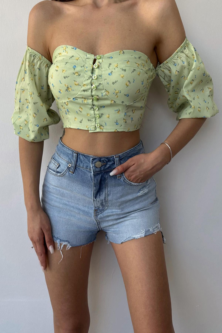 Mint Desenli Bluz