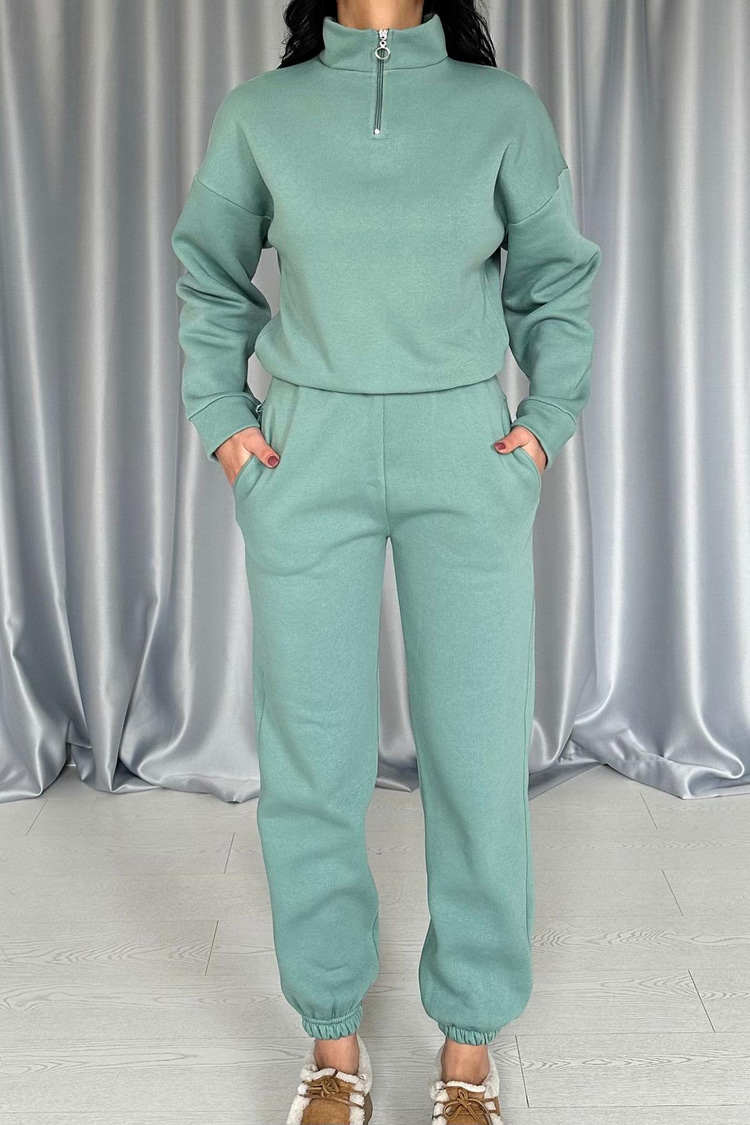 Mint Three-Thread Tracksuit Set