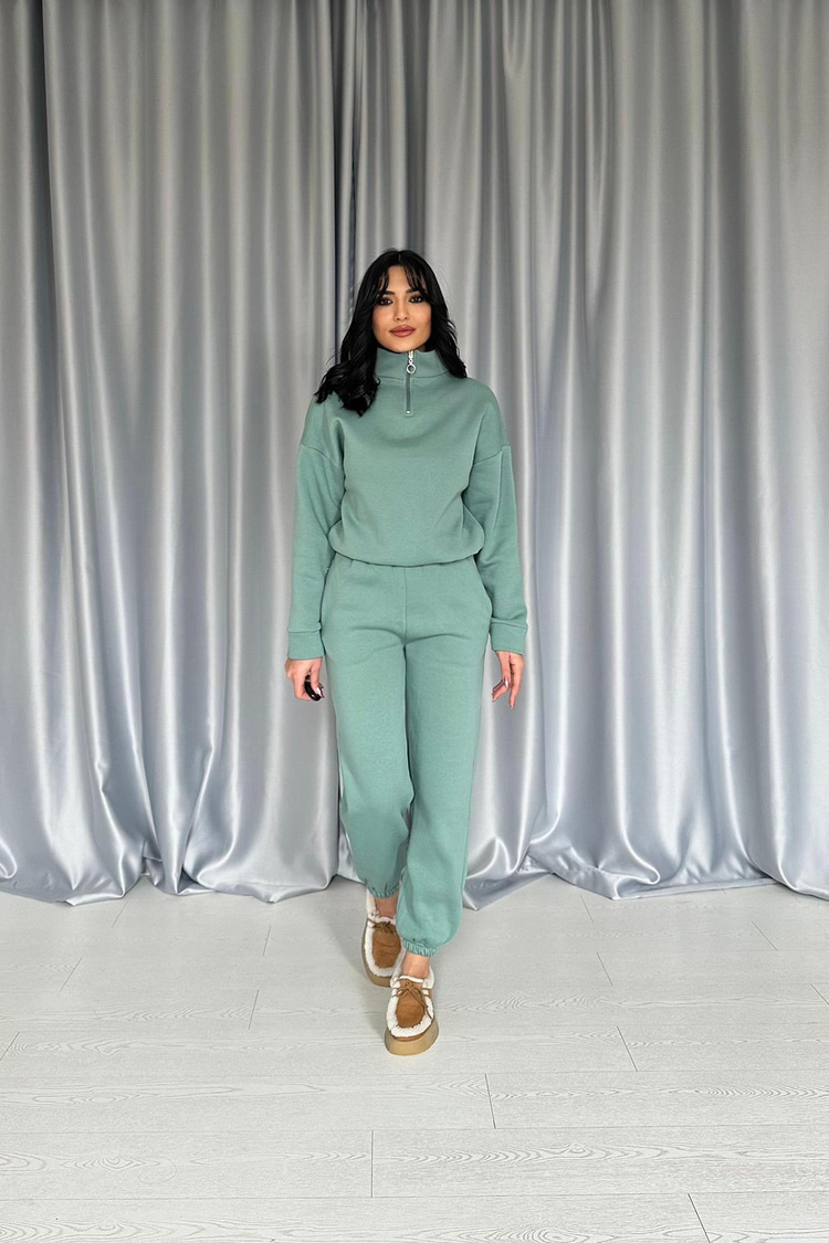 Mint Three-Thread Tracksuit Set