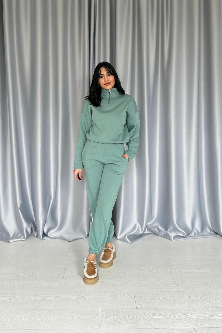 Mint Three-Thread Tracksuit Set