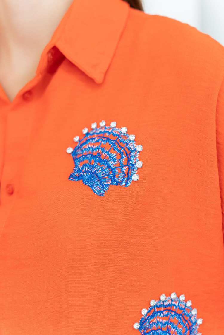 Orange Seashell Pattern Shirt